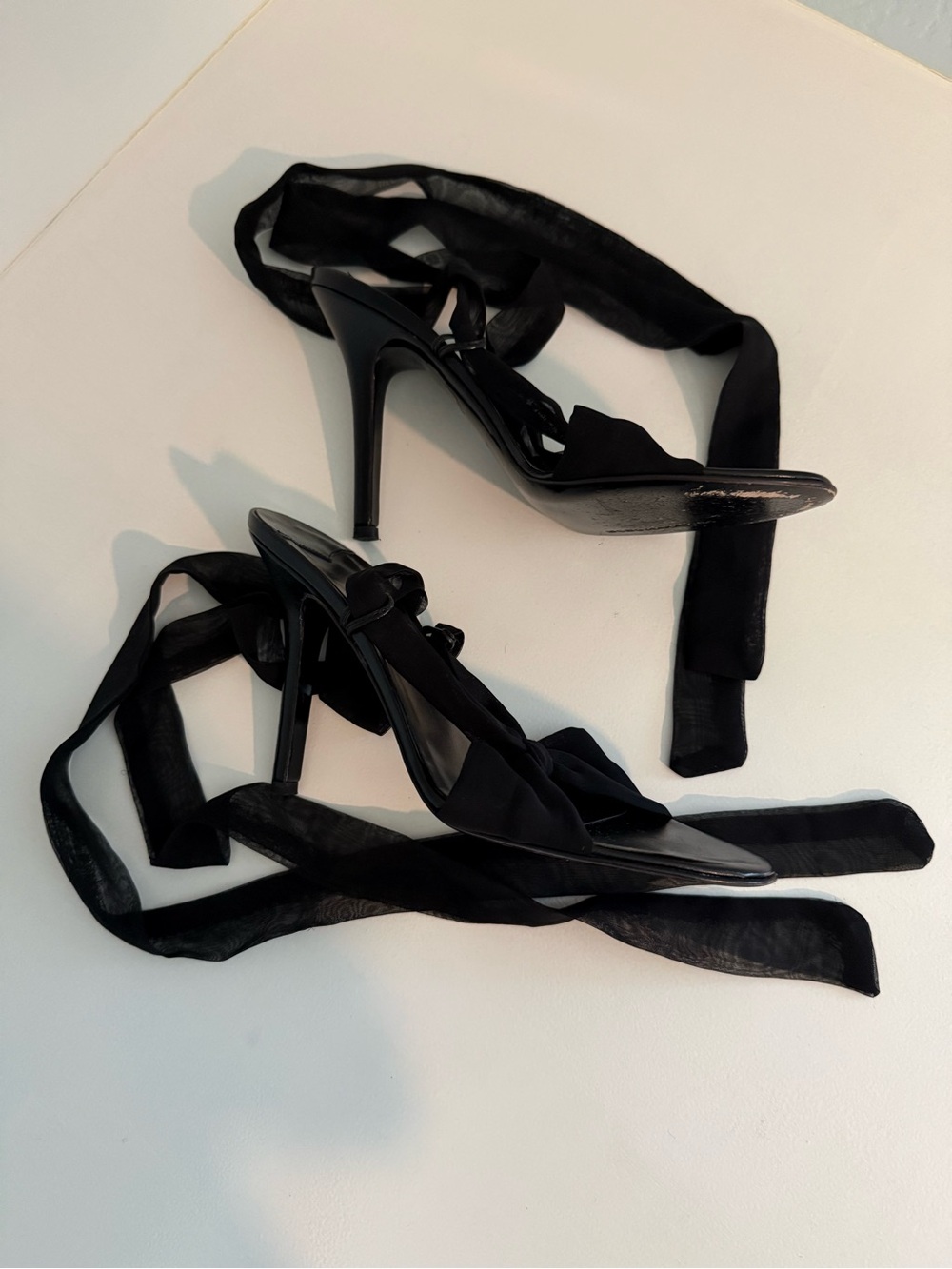 BCBG MaxAzria Black wrap-up Tie-Ankle High Heel Sandals